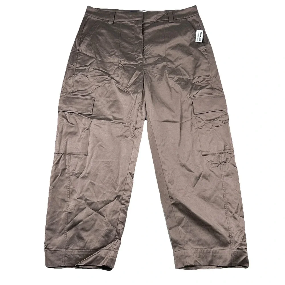 Old Navy Cargo Pants Womens 16 Barrell Extra High-Rise Wide Leg Rose Gold
